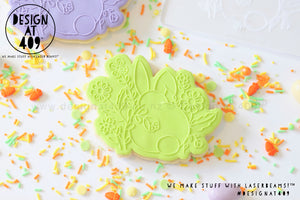Bunny With Flowers Raised Stamp & Cutter