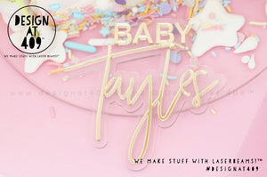 Custom Baby or Pēpi With Name Layered Acrylic Cake Name (options available)