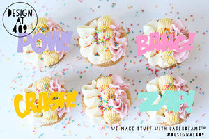Comic Book Sayings 1 Shaped Cut Out Cupcake Topper