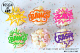 Comic Book Sayings 2 Shaped Cut Out Cupcake Topper