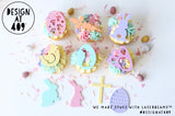 Easter Theme Shaped Cut Out Celebration Cake Dots