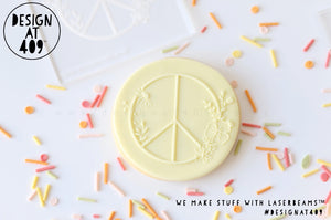 Floral Peace Sign Raised Acrylic Fondant Stamp