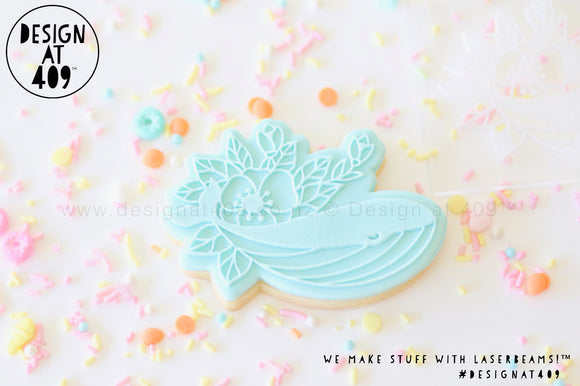 Floral Whale Raised Stamp & Cutter