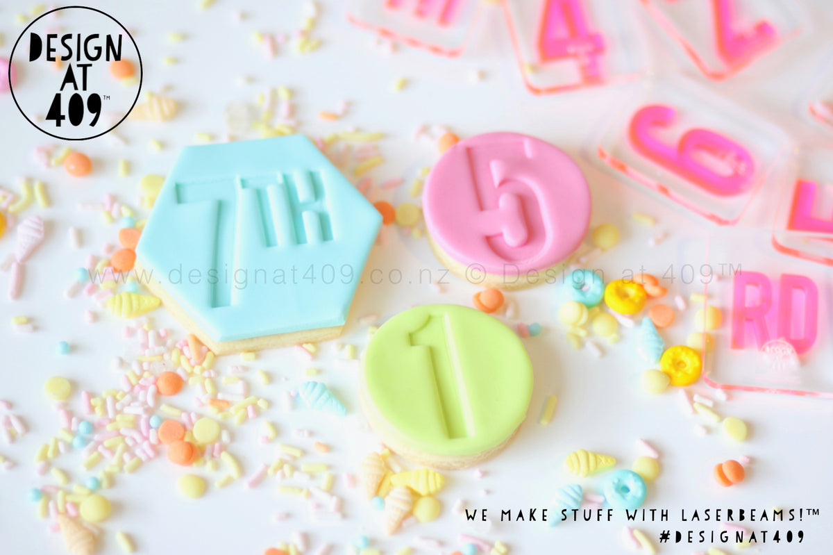 Set of Number Stamps Font 1 Number Embossing Cookie Stamps (2 sizes
