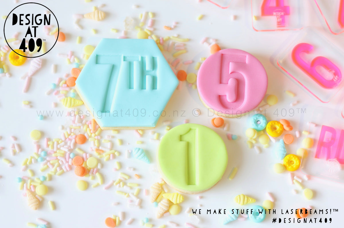 Set of Number Stamps Font 1 Number Embossing Cookie Stamps (2 sizes
