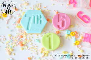 Set of Number Stamps - Font #1 Number Embossing Cookie Stamps (2 sizes)