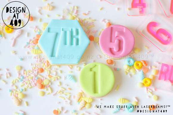 Set of Number Stamps - Font #1 Number Embossing Cookie Stamps (2 sizes)