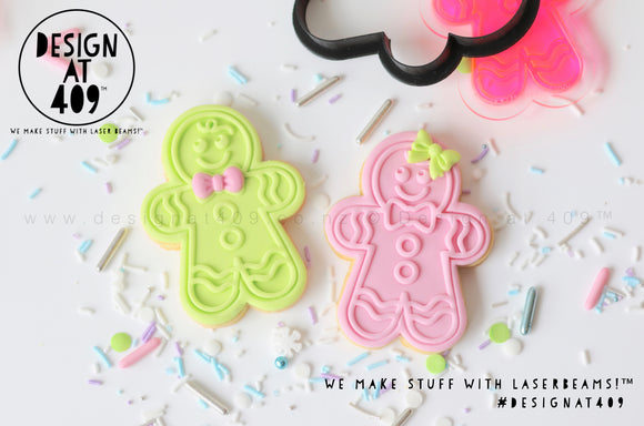 Gingerbread Person 1 Embossed Stamp & Cutter
