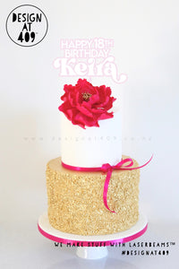 Happy Birthday Custom Age & Name Layered Cake Topper