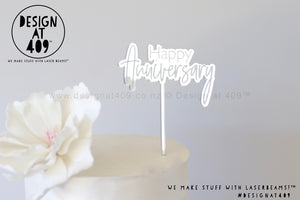 Mini Happy Anniversary Bubble Mirror Cake Topper  (other colour choices available)