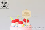 Mini Happy Anniversary Etched Cake Topper  (other colour choices available)