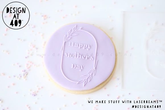 Happy Mother's Day In Oval Frame Raised Acrylic Fondant Stamp