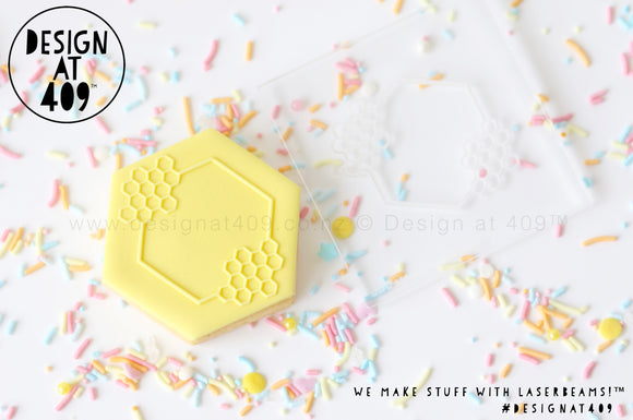 Honeycomb Hex Wreath Raised Acrylic Fondant Stamp