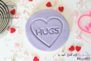 Hugs Candy Heart Acrylic Embosser Stamp