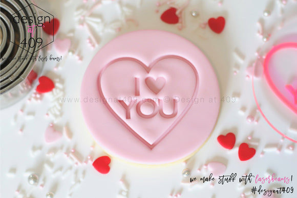 I Heart You Candy Heart Acrylic Embosser Stamp