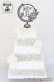 Custom Name & Name In Floral Globe Cake Topper (colour choices)