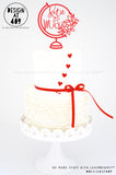 Custom Name & Name In Floral Globe Cake Topper (colour choices)