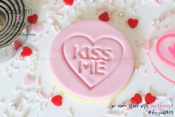 Kiss Me Candy Heart Acrylic Embosser Stamp
