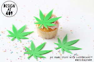 Marijuana Leaf Shaped Cut Out Cupcake Topper