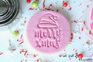 Merry Christmas With Santa Hat Acrylic Embosser Stamp