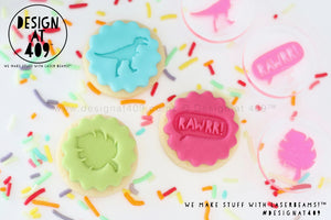 Mini Dino, Rawrr + Leaf Set Acrylic Embosser Stamp