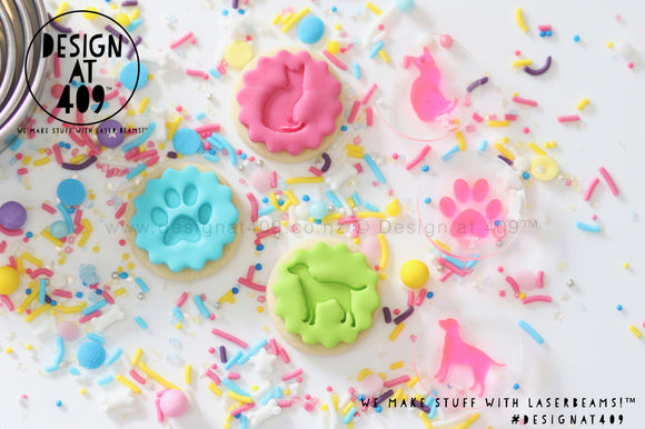 Mini Dog, Cat + Paw Print Set Acrylic Embosser Stamp