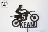 Custom Name & Age With Motocross Rider Cake Topper (other colour choices available)