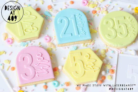 Numeral With Written Word (Any Number) Raised Acrylic Fondant Stamp