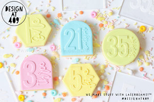 10 Number Stamps - You choose! Set of Numeral With Written Number Raised/Reverse Cookie Stamps