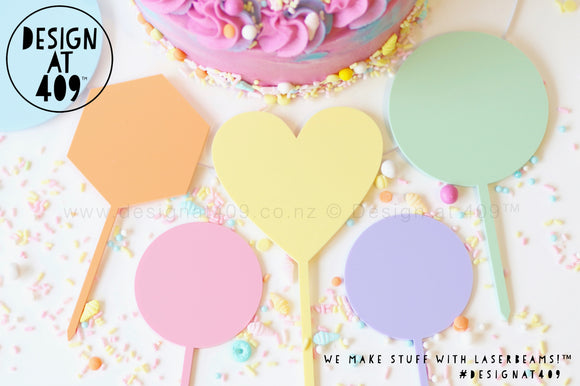 Pastel + Glitter Blank Acrylic Cake Toppers