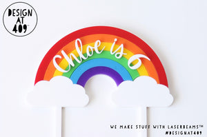 Name and Age Layered Rainbow Acrylic Cake Topper
