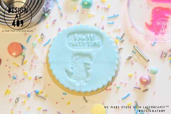 Rawrr! Party Time T Rex Acrylic Embosser Stamp