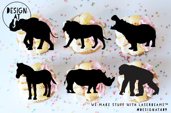 Safari Animals Shaped Cut Out Cupcake Topper