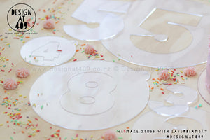 Acrylic Sprinkle Number Templates 0 - 9 (various sizes available)