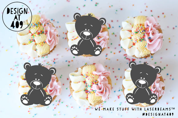 Teddy Bear Shaped Cut Out Cupcake Topper