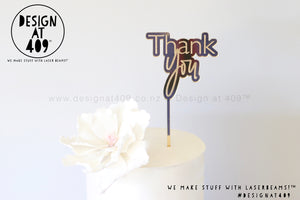 Mini Thank You Bubble Mirror Cake Topper  (other colour choices available)