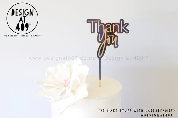 Mini Thank You Bubble Mirror Cake Topper  (other colour choices available)