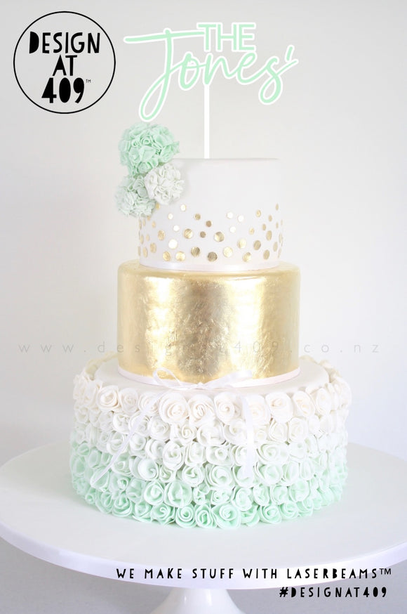 The or Mr & Mrs/Mr & Mr/Mrs & Mrs Custom Last Name Layered Cake Topper