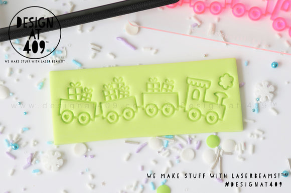 Train With Presents Embossed Stamp & Cutter