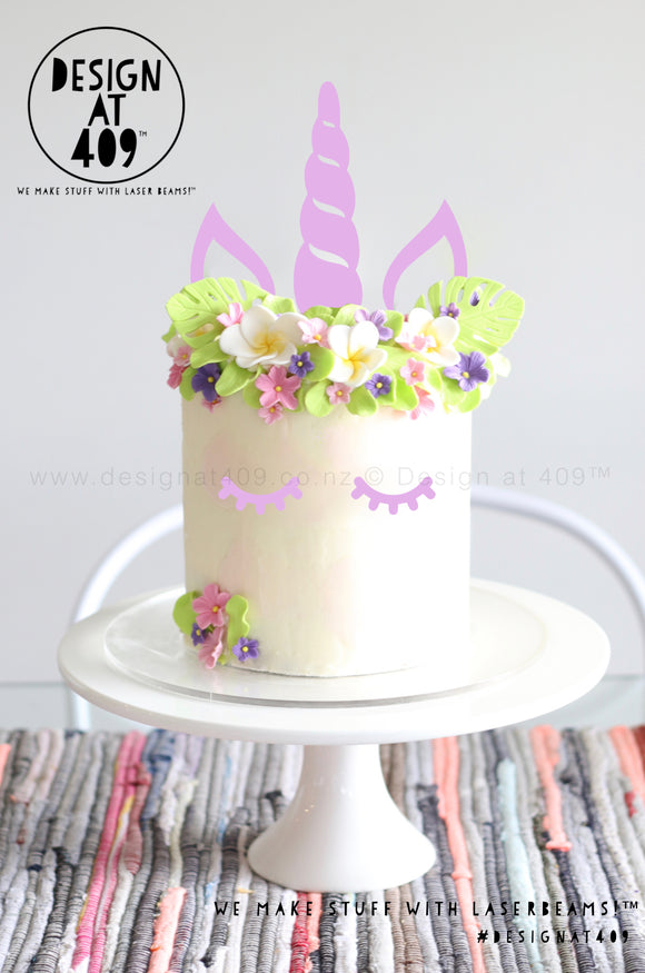 Pastel+ Colours Unicorn Horn, Ears + Lashes Cake Topper