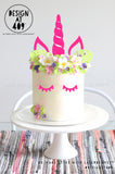 Pastel Unicorn Horn, Ears + Lashes Cake Topper