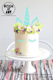 Pastel Unicorn Horn, Ears + Lashes Cake Topper