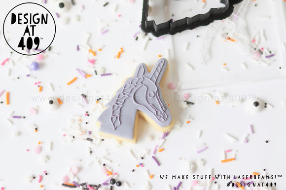 Unicorn Skeleton Raised Acrylic Fondant Stamp (With Or Without Cookie Cutter)